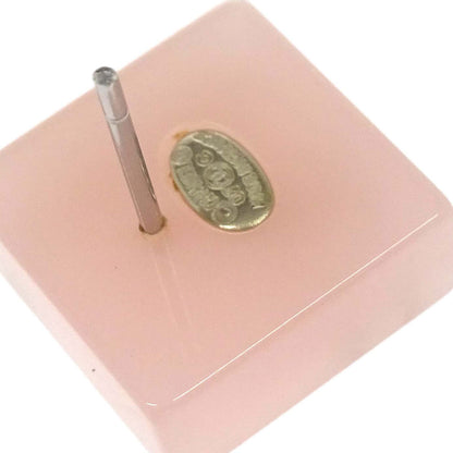 Chanel Square Pierced Earrings Silver Pink Rhinestone 07C