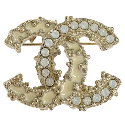 Chanel CC Brooch Pin Gold Rhinestone A12C