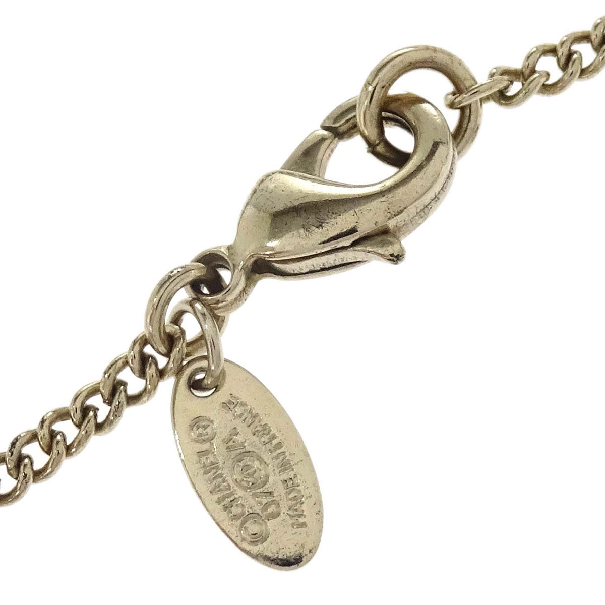 Chanel Rhinestone Costume Pearl Gold Ivory CC Necklace 07A