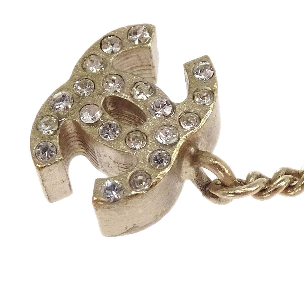 Chanel Rhinestone Costume Pearl CC Chain Bracelet Gold 05A