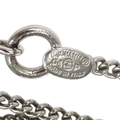 Chanel CC Cassette Tape Chain Pendant Necklace Rhinestone Silver 04P