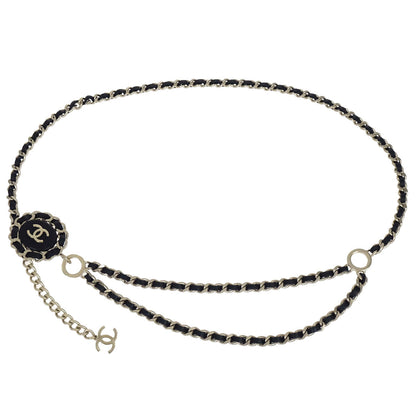 Chanel Chain Belt Medallion Gold Black Small Good