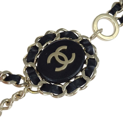 Chanel Chain Belt Medallion Gold Black Small Good