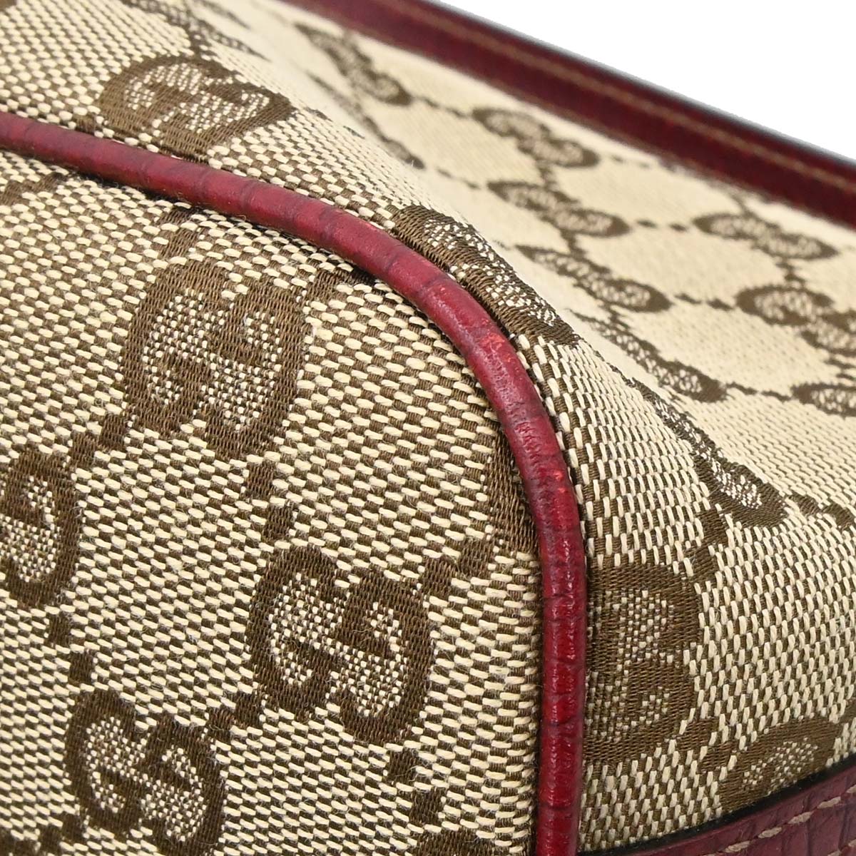 Gucci Beige Bordeaux Canvas GG Handbag