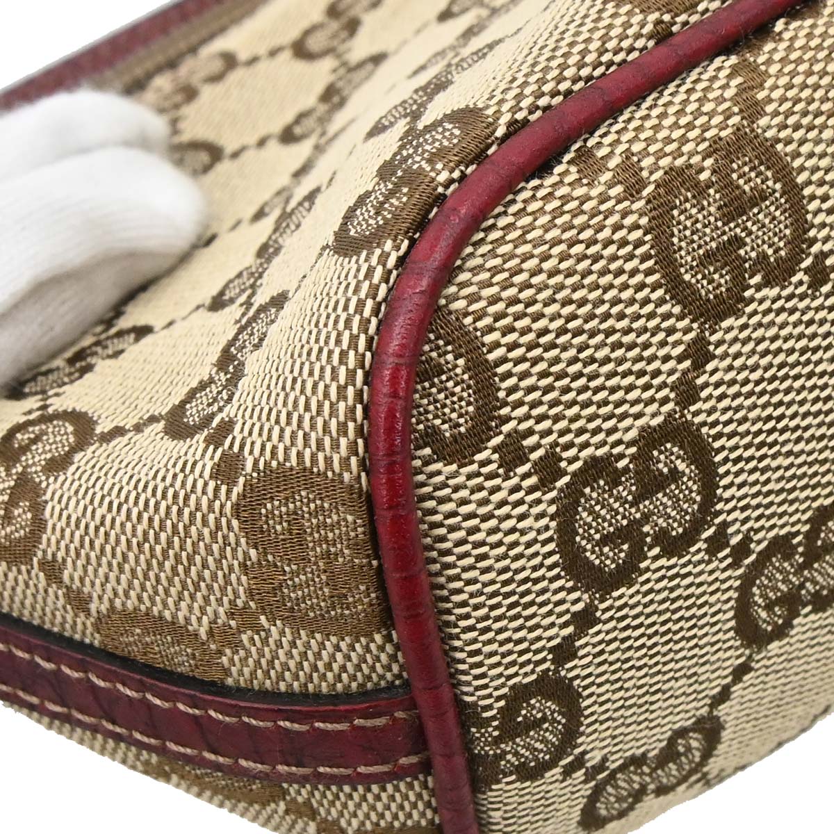 Gucci Beige Bordeaux Canvas GG Handbag