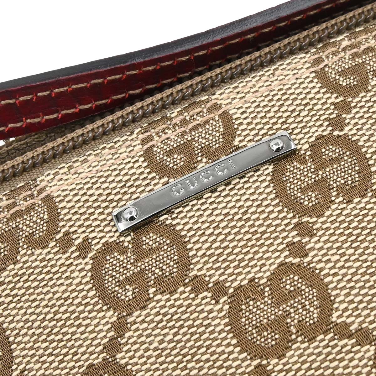 Gucci Beige Bordeaux Canvas GG Handbag