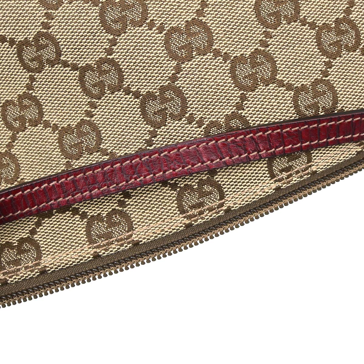 Gucci Beige Bordeaux Canvas GG Handbag