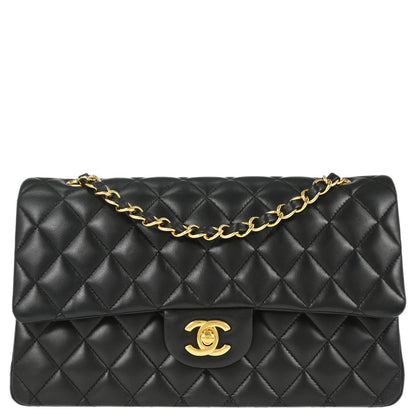 Chanel 2014 Black Lambskin Medium Classic Double Flap Shoulder Bag