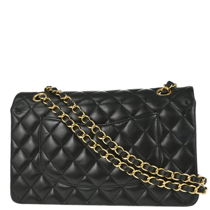 Chanel 2014 Black Lambskin Medium Classic Double Flap Shoulder Bag