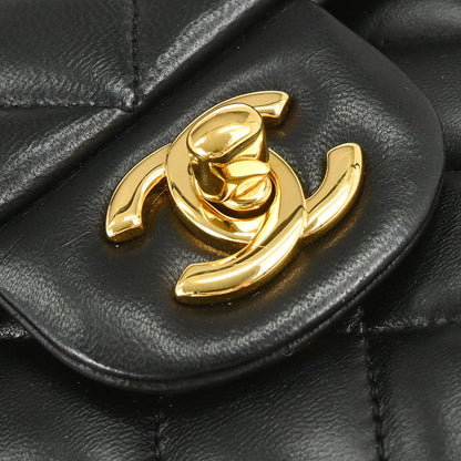 Chanel 2014 Black Lambskin Medium Classic Double Flap Shoulder Bag