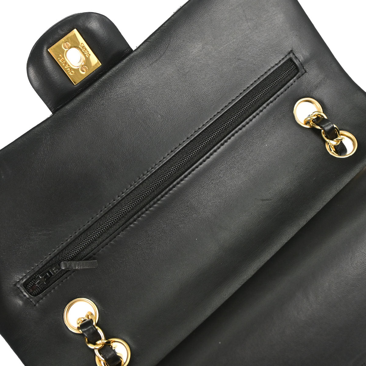 Chanel 2014 Black Lambskin Medium Classic Double Flap Shoulder Bag