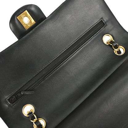 Chanel 2014 Black Lambskin Medium Classic Double Flap Shoulder Bag
