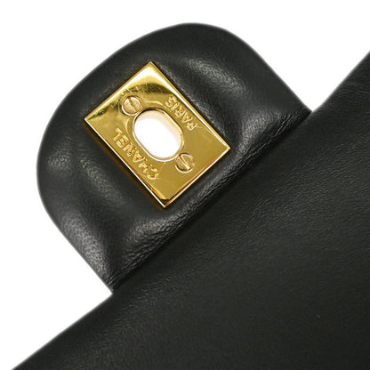 Chanel 2014 Black Lambskin Medium Classic Double Flap Shoulder Bag