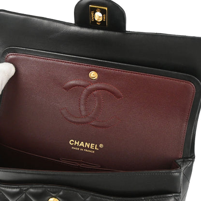 Chanel 2014 Black Lambskin Medium Classic Double Flap Shoulder Bag