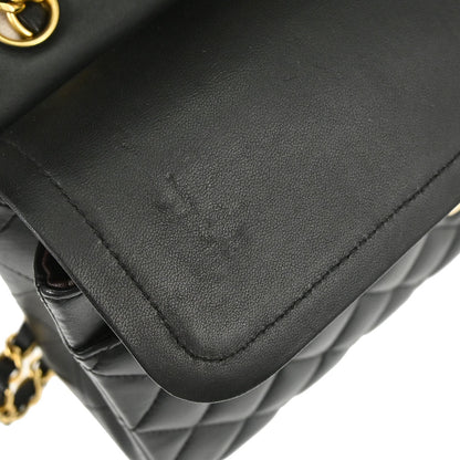 Chanel 2014 Black Lambskin Medium Classic Double Flap Shoulder Bag