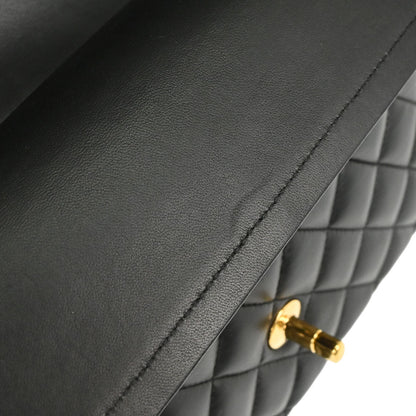 Chanel 2014 Black Lambskin Medium Classic Double Flap Shoulder Bag