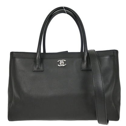 Chanel 2013-2014 Black Calfskin Executive Cerf 2way Shoulder Tote Bag
