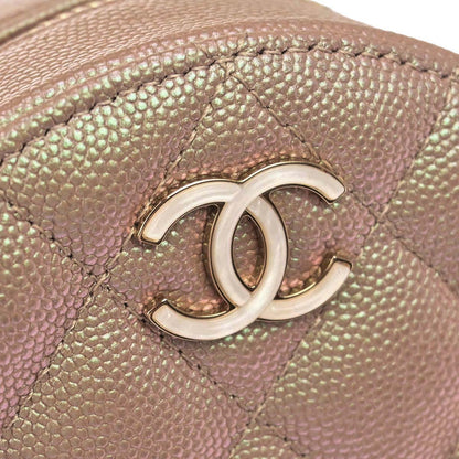 Chanel 2019 Beige Caviar Skin Iridescent Round Shoulder Bag