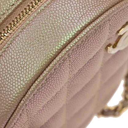Chanel 2019 Beige Caviar Skin Iridescent Round Shoulder Bag