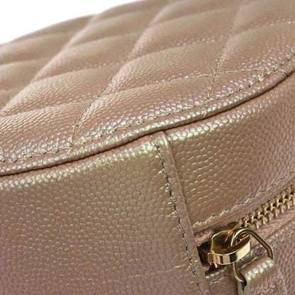 Chanel 2019 Beige Caviar Skin Iridescent Round Shoulder Bag