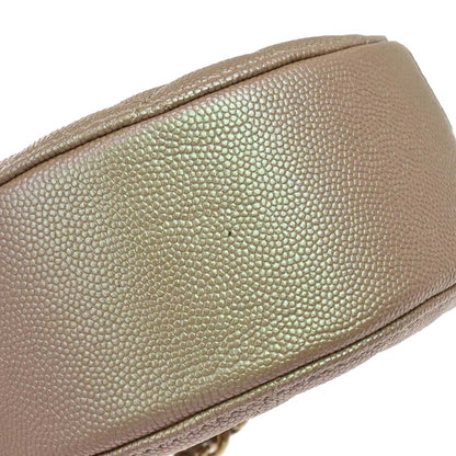 Chanel 2019 Beige Caviar Skin Iridescent Round Shoulder Bag