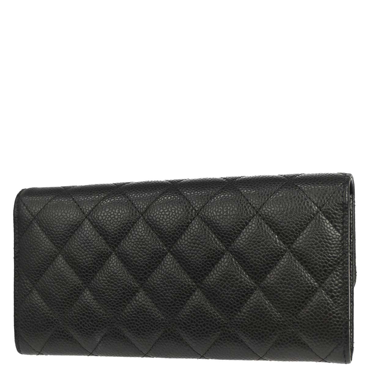 Chanel Black Caviar Skin Pushlock Long Wallet