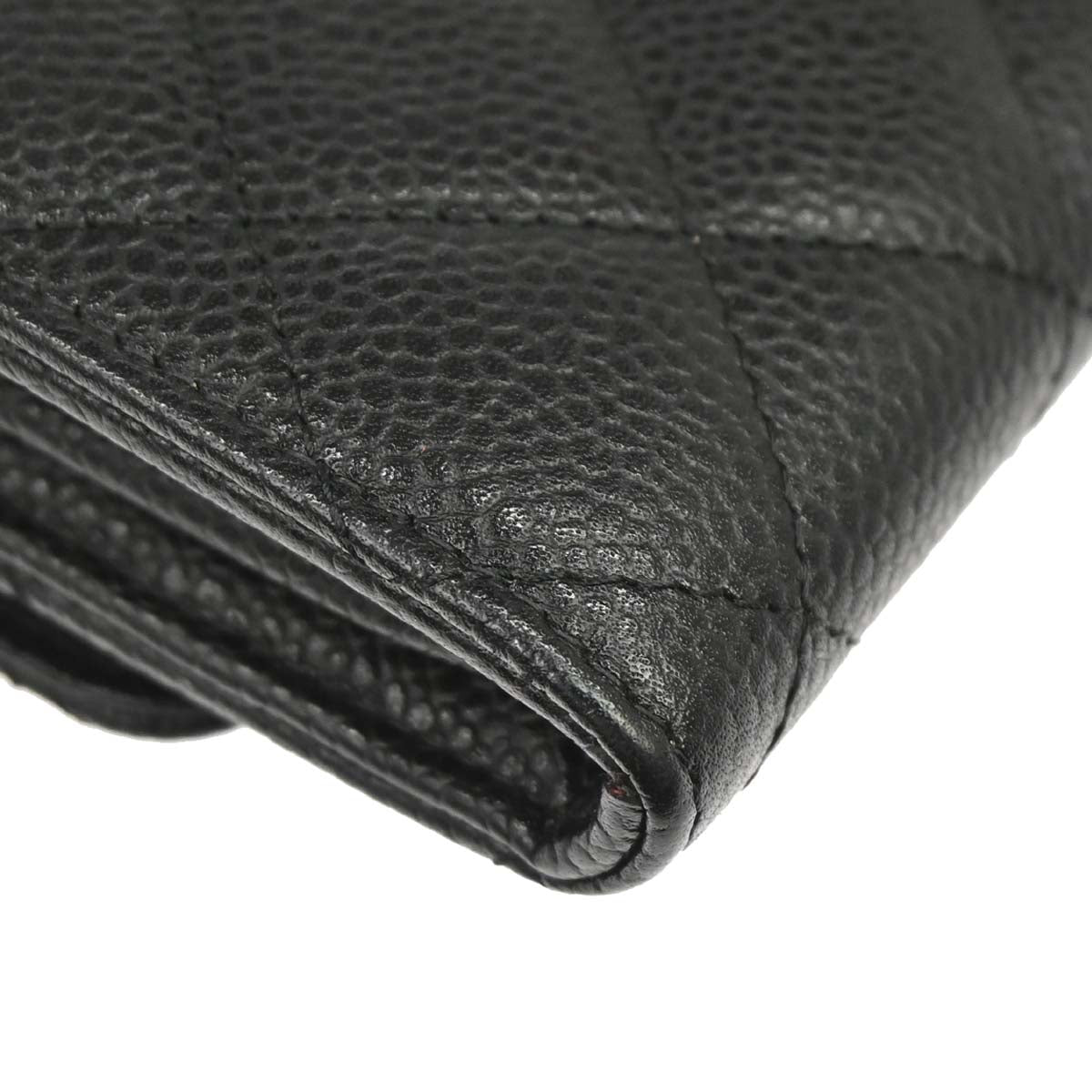 Chanel Black Caviar Skin Pushlock Long Wallet