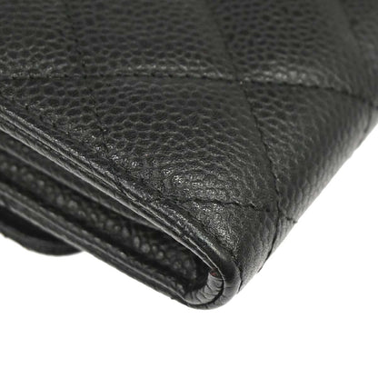 Chanel Black Caviar Skin Pushlock Long Wallet