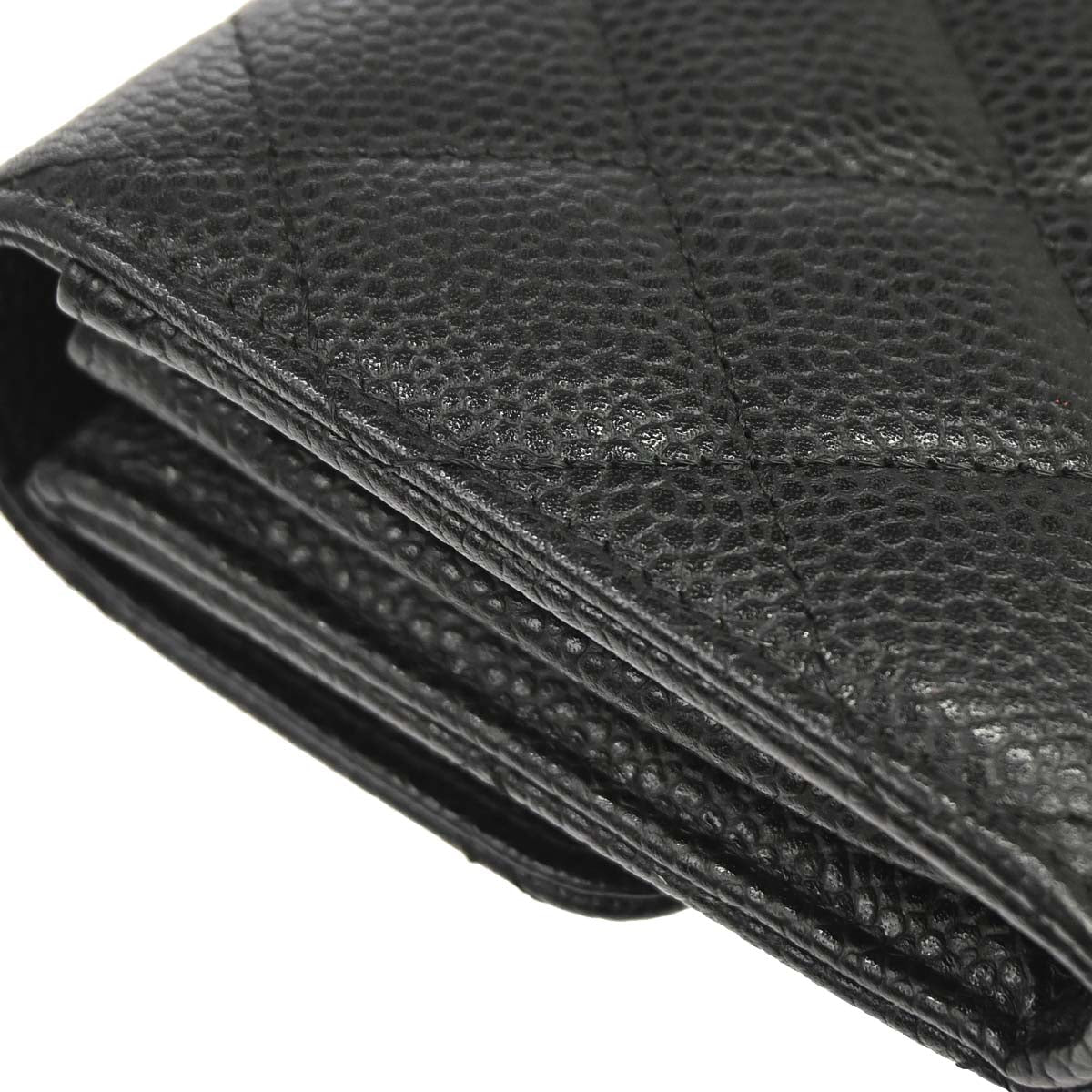Chanel Black Caviar Skin Pushlock Long Wallet