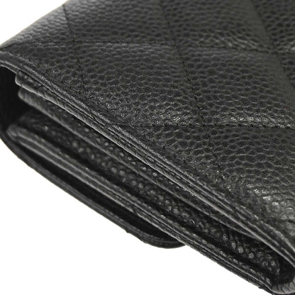 Chanel Black Caviar Skin Pushlock Long Wallet