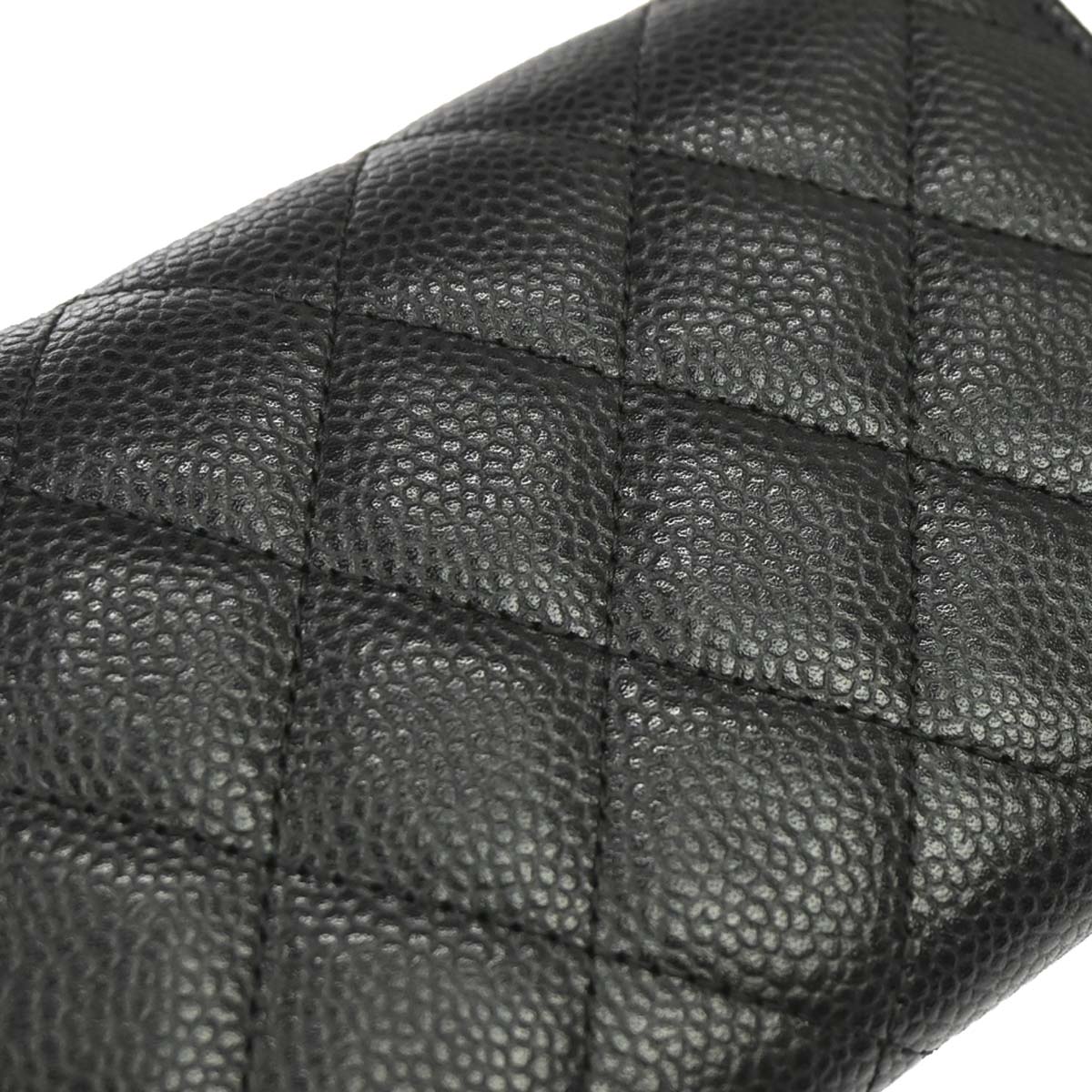 Chanel Black Caviar Skin Pushlock Long Wallet