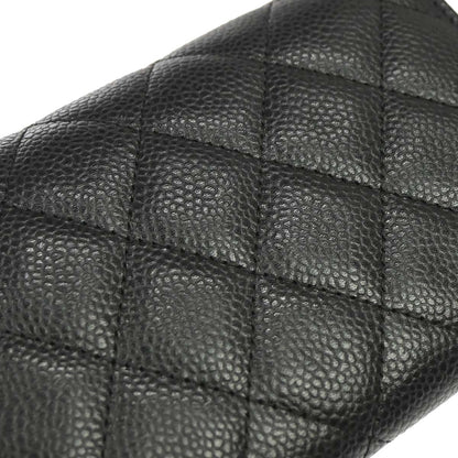 Chanel Black Caviar Skin Pushlock Long Wallet