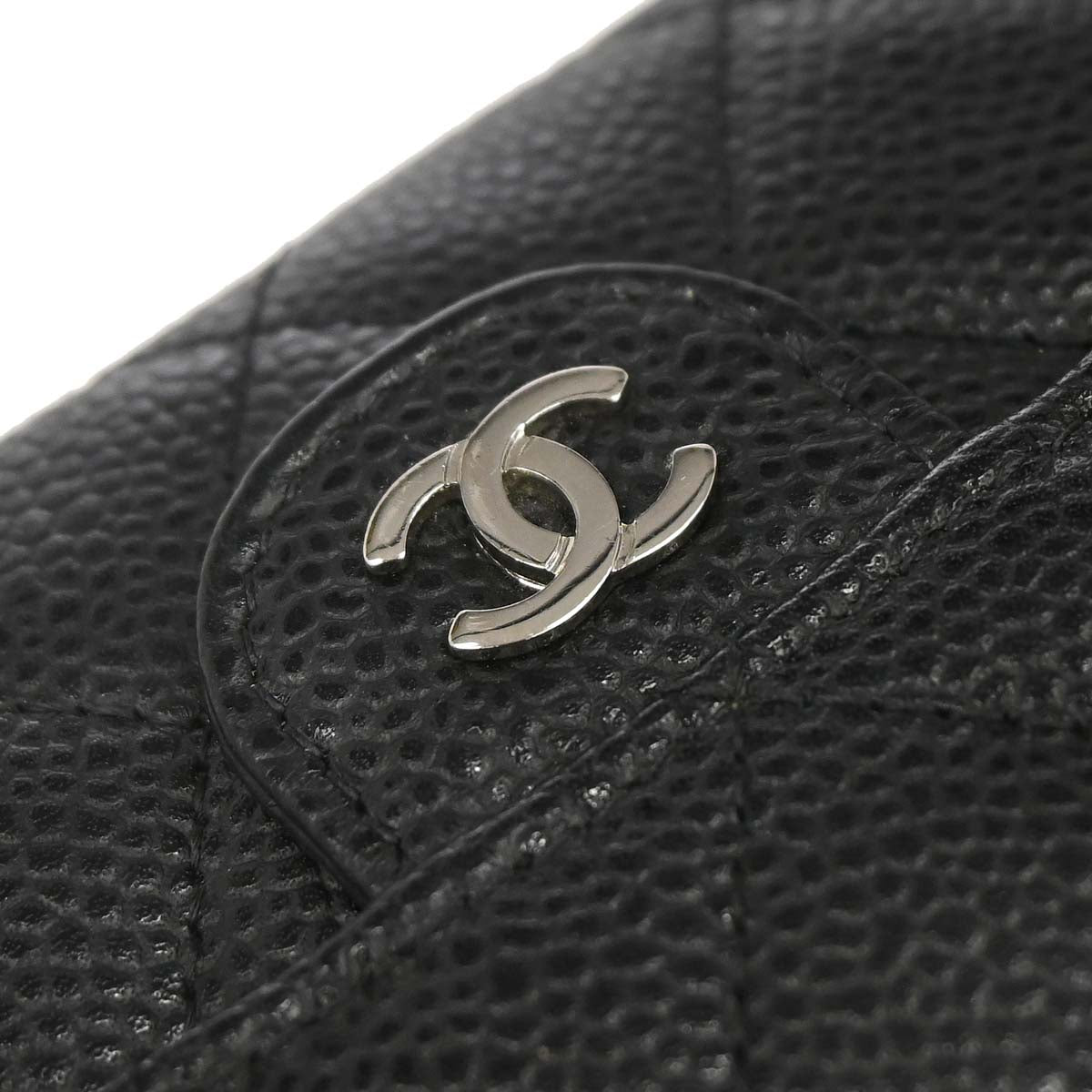 Chanel Black Caviar Skin Pushlock Long Wallet