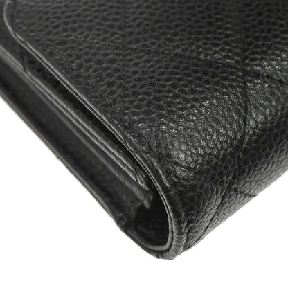 Chanel Black Caviar Skin Pushlock Long Wallet