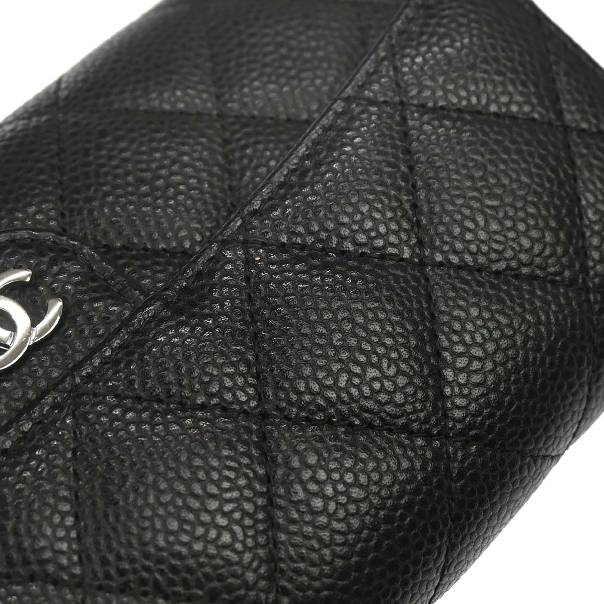 Chanel Black Caviar Skin Pushlock Long Wallet