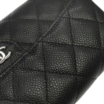 Chanel Black Caviar Skin Pushlock Long Wallet