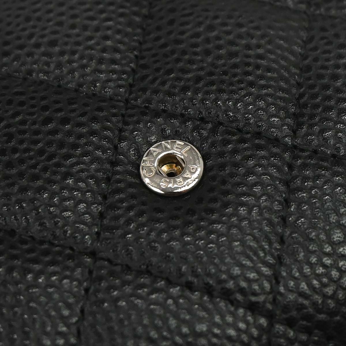 Chanel Black Caviar Skin Pushlock Long Wallet
