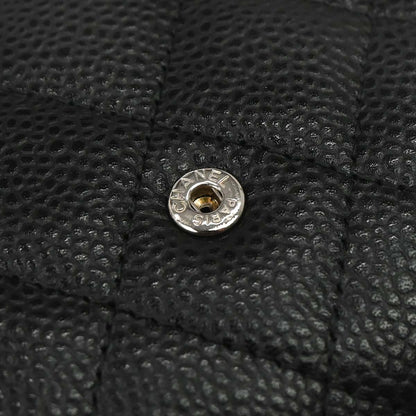 Chanel Black Caviar Skin Pushlock Long Wallet
