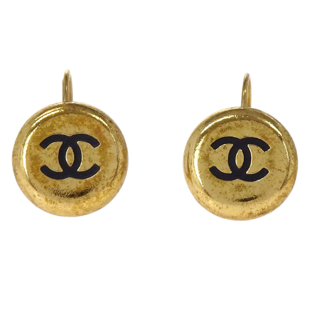 Chanel Button Pierced Earrings Gold 96A