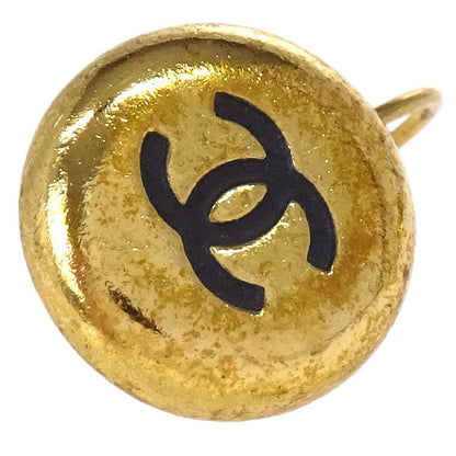 Chanel Button Pierced Earrings Gold 96A
