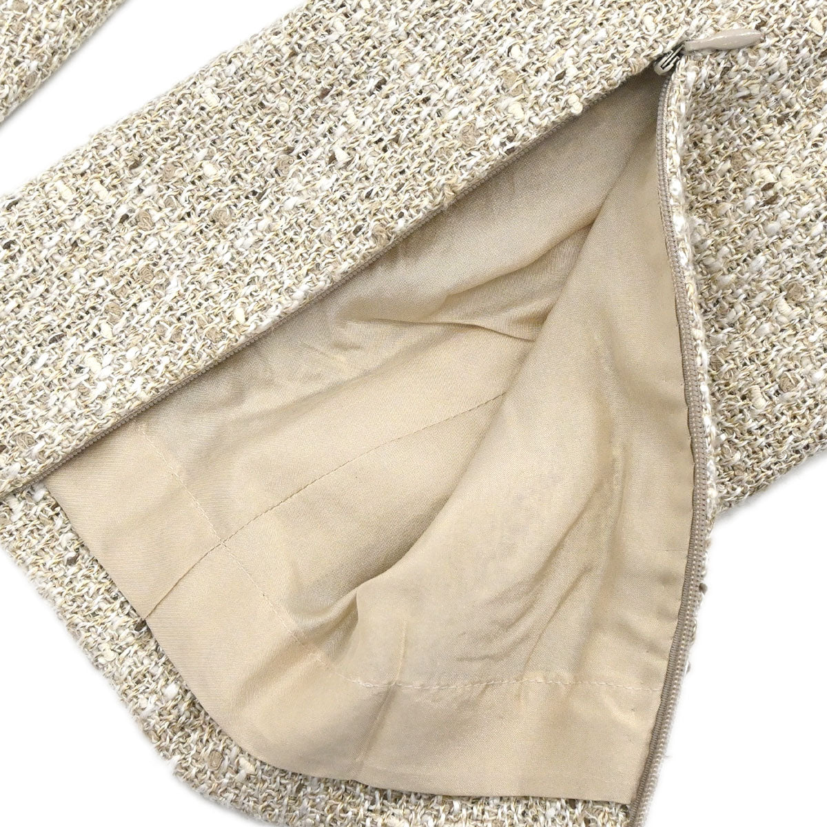 Chanel 2003 Long Pants Tweed Beige #36