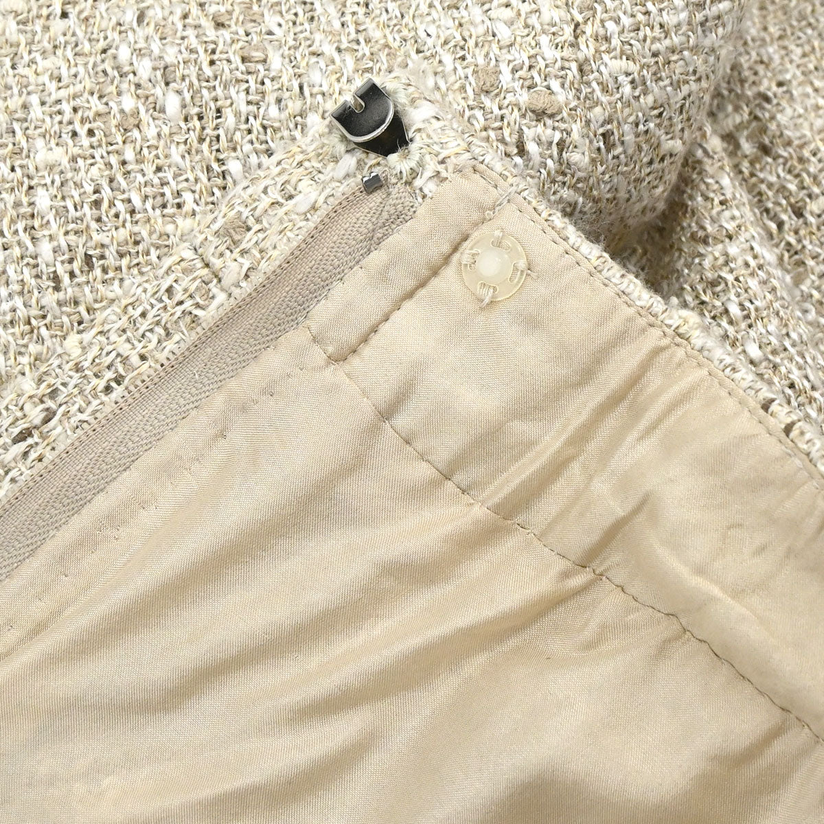 Chanel 2003 Long Pants Tweed Beige #36