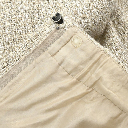 Chanel 2003 Long Pants Tweed Beige #36