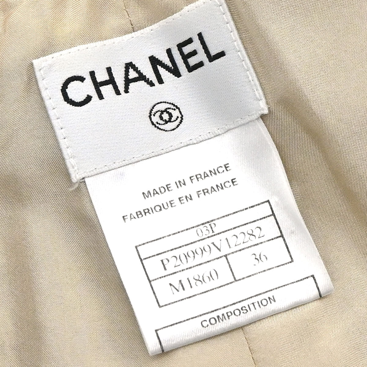 Chanel 2003 Long Pants Tweed Beige #36