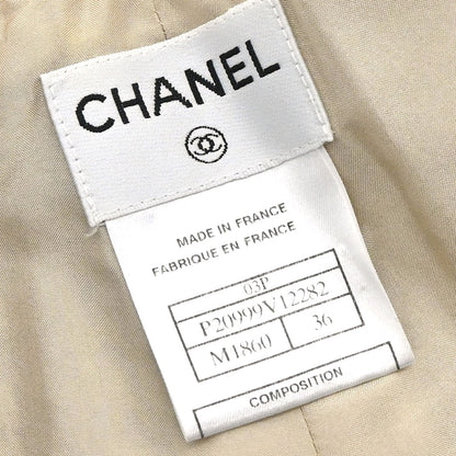 Chanel 2003 Long Pants Tweed Beige #36