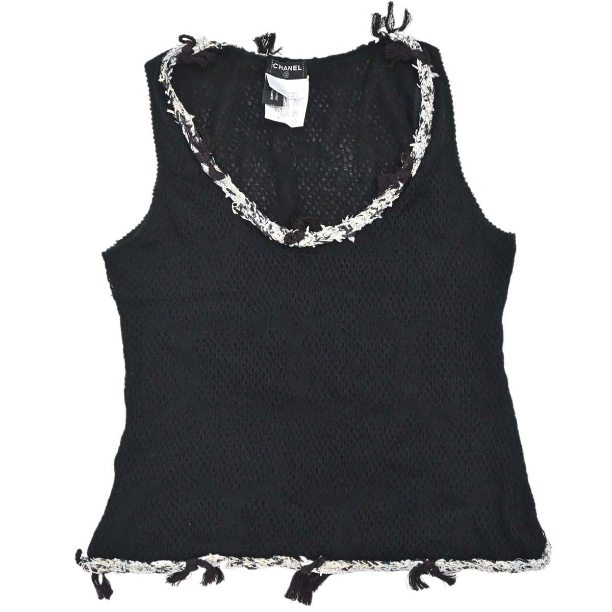 Chanel 2005 Sleeveless Tank Top Knit Black #38