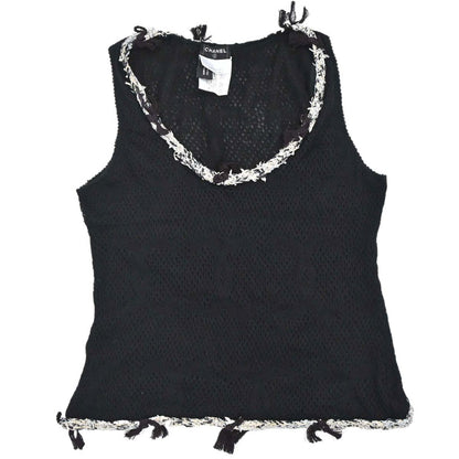 Chanel 2005 Sleeveless Tank Top Knit Black #38