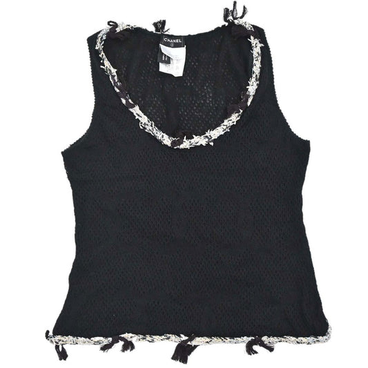 Chanel 2005 Sleeveless Tank Top Knit Black #38