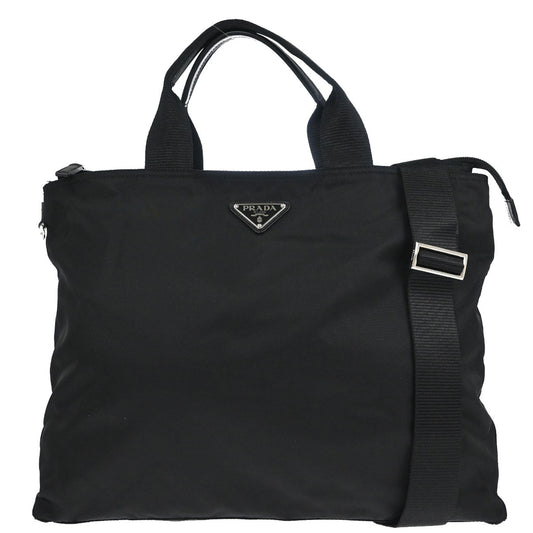 Prada Black Nylon 2way Shoulder Tote Handbag