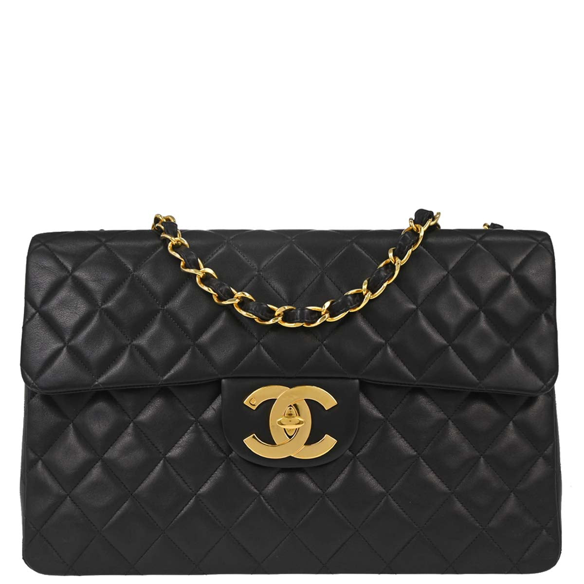 Chanel Black Lambskin Maxi Classic Flap Shoulder Bag